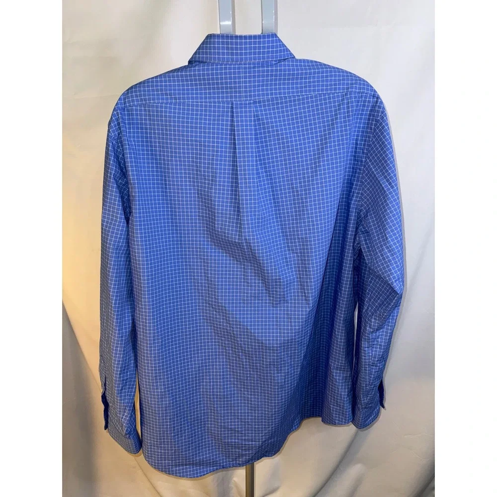 Polo Ralph Lauren Mens XXL Blue White Check Classic Fit Cotton Stretch Shirt